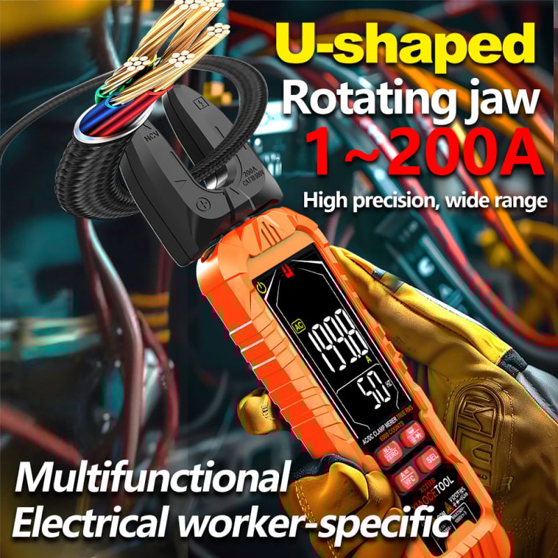 Xiaocetool U- alakú clamp multiméter, digitális AC/DC mérés, 6000A rugalmas áramfogó