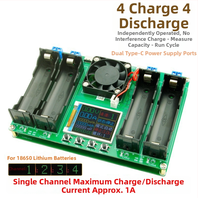 LX tester unutarnje otpornosti baterije 18650, dvokanalno automatsko punjenje/pražnjenje, punjenje 0,5–1 A, maksimalno 4,2 V, očitanja u mAh/mWh