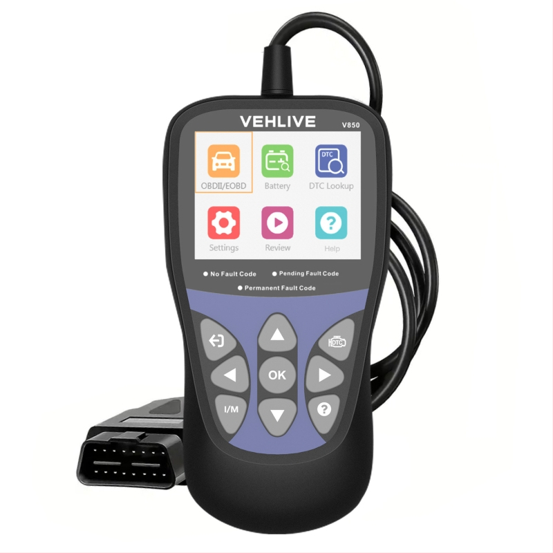V850 OBD2 prístroj na diagnostiku porúch auta, tester batérie a čítač diagnostických chýb motora (Napätie 8-18V; Prevádzková teplota 55°C; Model V850; Značka obdll)