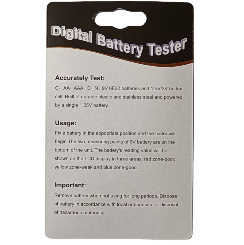 BT189 Tester napona baterije za 9V i 18650 ćelije | Good Xinda | Ambientna temperatura 0–50°C