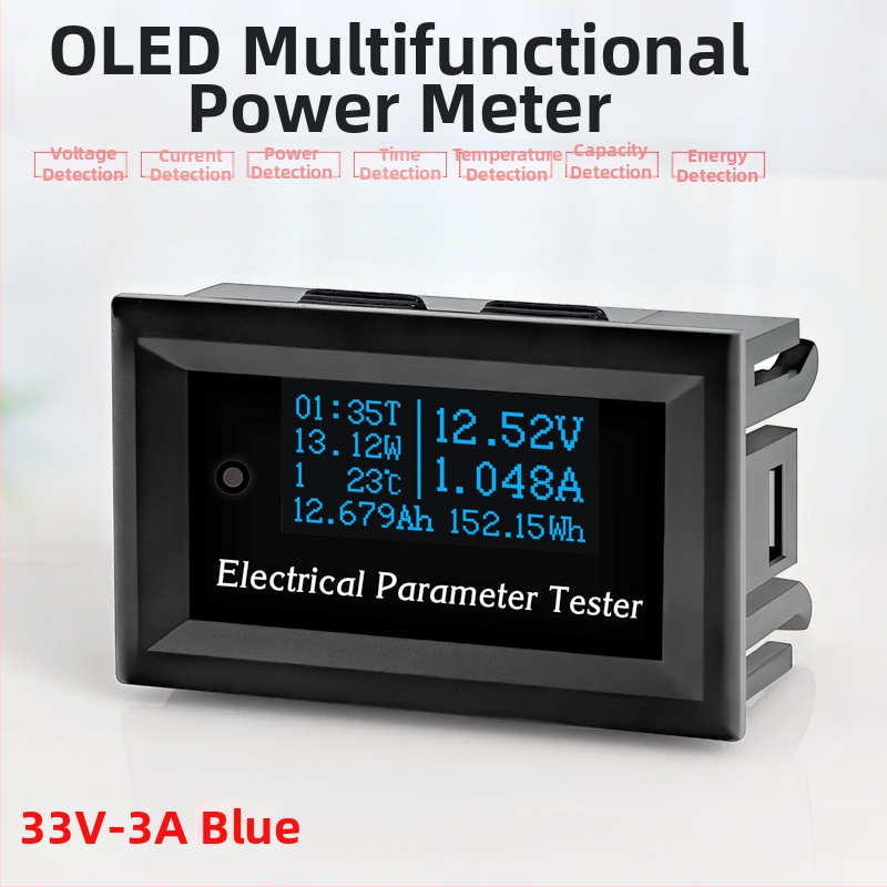RIDEN Viacfunkčný OLED voltmeter, ampérmeter, wattmeter, teplomer a tester kapacity batérie