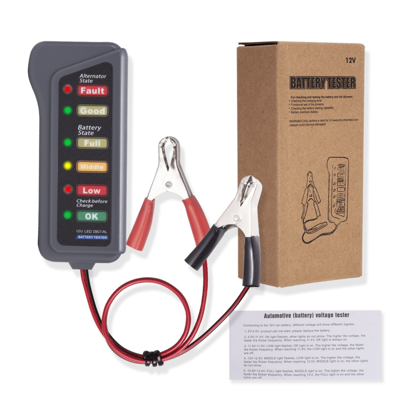 Instrument de diagnoză auto – tester de baterie 12V, model: tester de baterie, compatibilitate generală, temperatură de funcționare -20°C până la 80°C