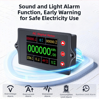 Peacefair Viacfunkčný AC Napätie a Prúd Merací Prístroj s Digitálnym Displejom, Monitorovanie Výkonu, Frekvencia, Merač Energie