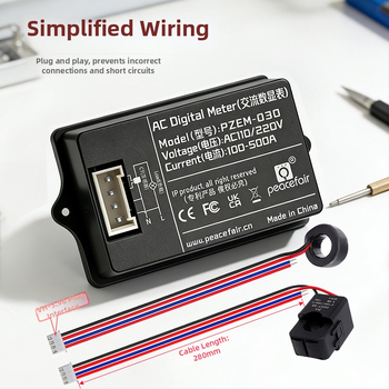 Peacefair Viacfunkčný AC Napätie a Prúd Merací Prístroj s Digitálnym Displejom, Monitorovanie Výkonu, Frekvencia, Merač Energie