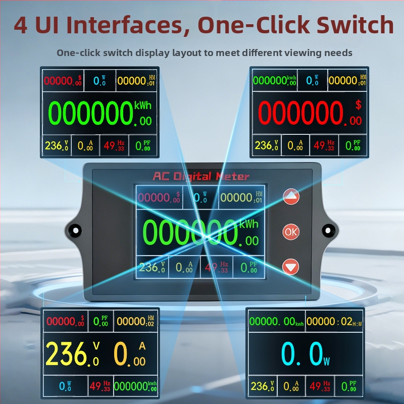 Peacefair Viacfunkčný AC Napätie a Prúd Merací Prístroj s Digitálnym Displejom, Monitorovanie Výkonu, Frekvencia, Merač Energie