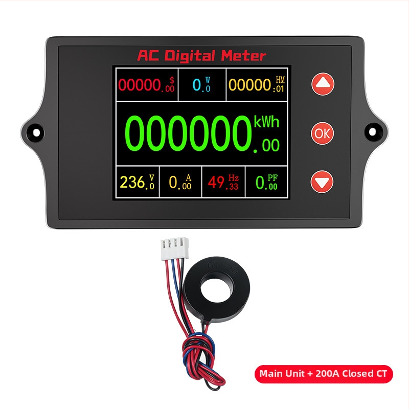 Peacefair Viacfunkčný AC Napätie a Prúd Merací Prístroj s Digitálnym Displejom, Monitorovanie Výkonu, Frekvencia, Merač Energie