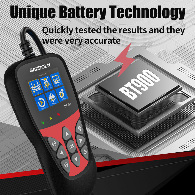 Gépjármű akkumulátor teszter egyetlen kattintásos olvasással és intelligens észleléssel, 6–16 V feszültségtartomány, 0–50°C működési hőmérséklet, autókhoz