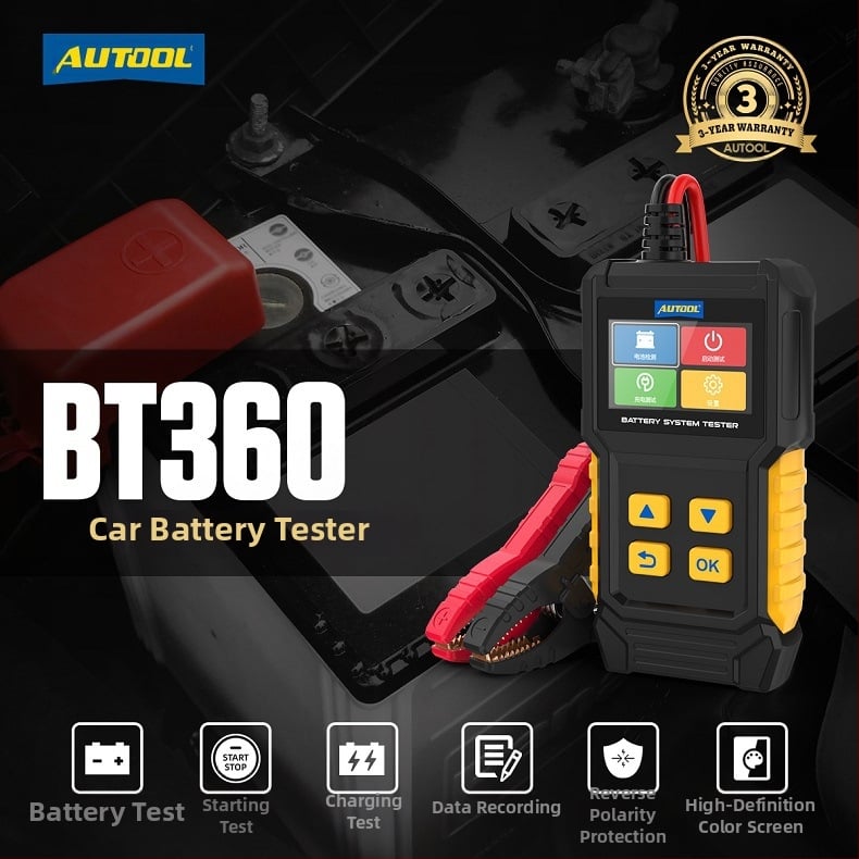 AUTOOL BT360 тестер за автомобилни 12V батерии — проверка на капацитета и вътрешно съпротивление