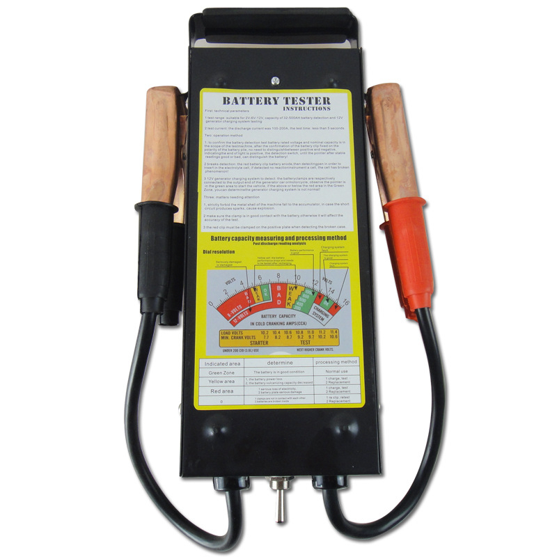 HBV-200 Tester baterija s pokazivačem za 12V baterije automobila i motocikla, 0–100 A, 0–16 V, težina 1,2 kg