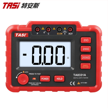 Zemný odpor tester TA8331A s meraním zemného napätia, vysokopresný digitálny displej, napájanie batériami (8× AA)