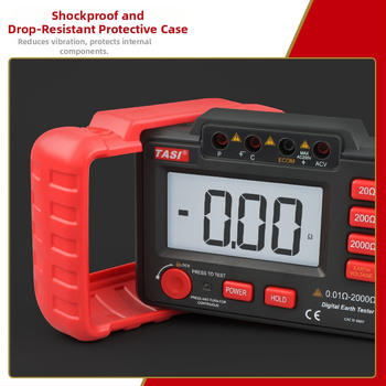 Zemný odpor tester TA8331A s meraním zemného napätia, vysokopresný digitálny displej, napájanie batériami (8× AA)