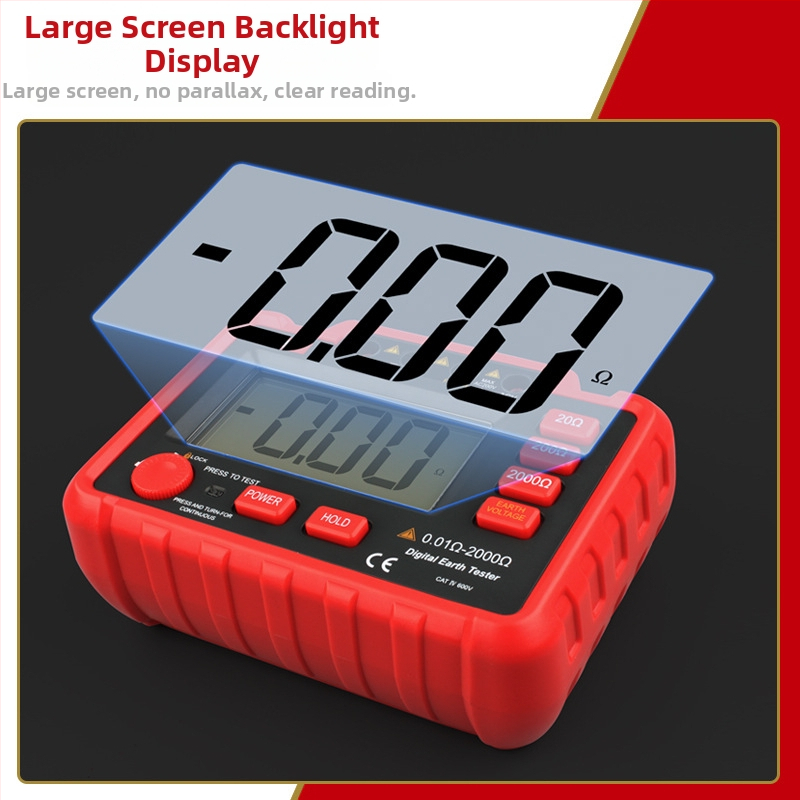 Zemný odpor tester TA8331A s meraním zemného napätia, vysokopresný digitálny displej, napájanie batériami (8× AA)