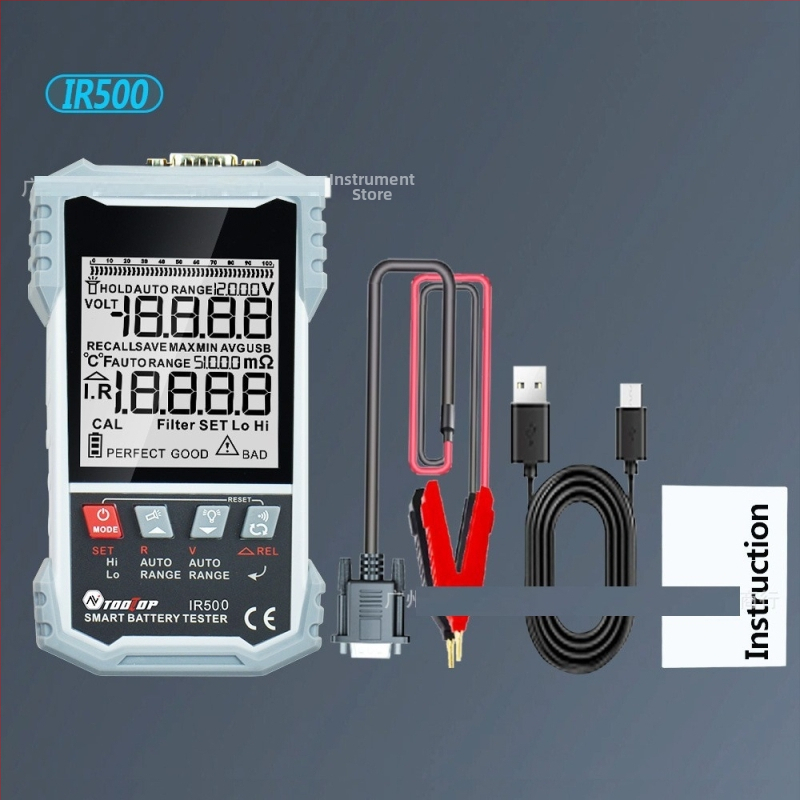 Mjeritelj unutarnjeg otpora baterije IR500/IR502, raspon 0.000 mΩ–500 Ω, za olovo-kiselinske, alkalinske i Li-ion baterije