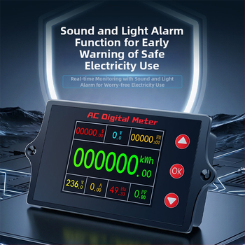 Peacefair многофункционален измервател за AC напрежение и ток с цифров дисплей, мониторинг на мощността, измерване на честотата и калкулация на разходите за електроенергия