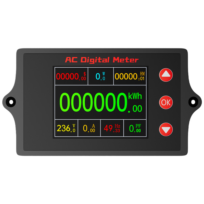 Peacefair многофункционален измервател за AC напрежение и ток с цифров дисплей, мониторинг на мощността, измерване на честотата и калкулация на разходите за електроенергия