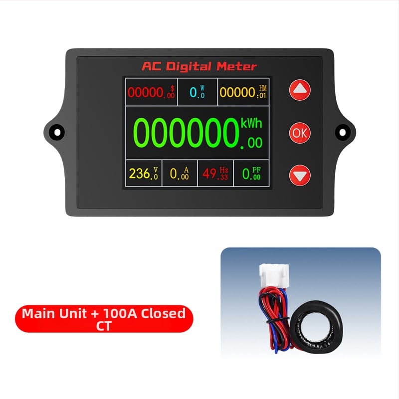 Peacefair многофункционален измервател за AC напрежение и ток с цифров дисплей, мониторинг на мощността, измерване на честотата и калкулация на разходите за електроенергия