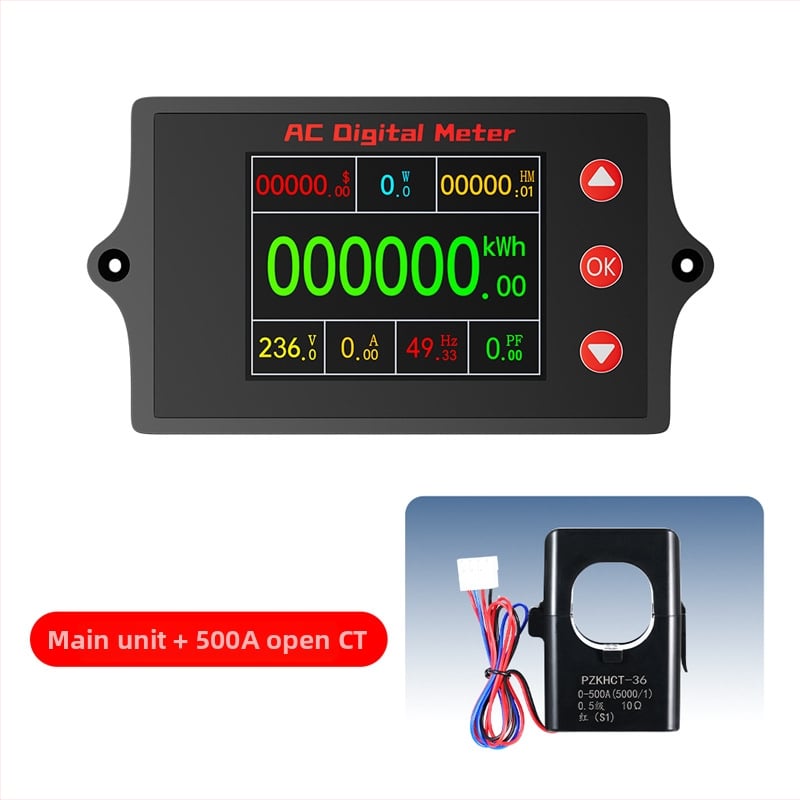 Peacefair многофункционален измервател за AC напрежение и ток с цифров дисплей, мониторинг на мощността, измерване на честотата и калкулация на разходите за електроенергия