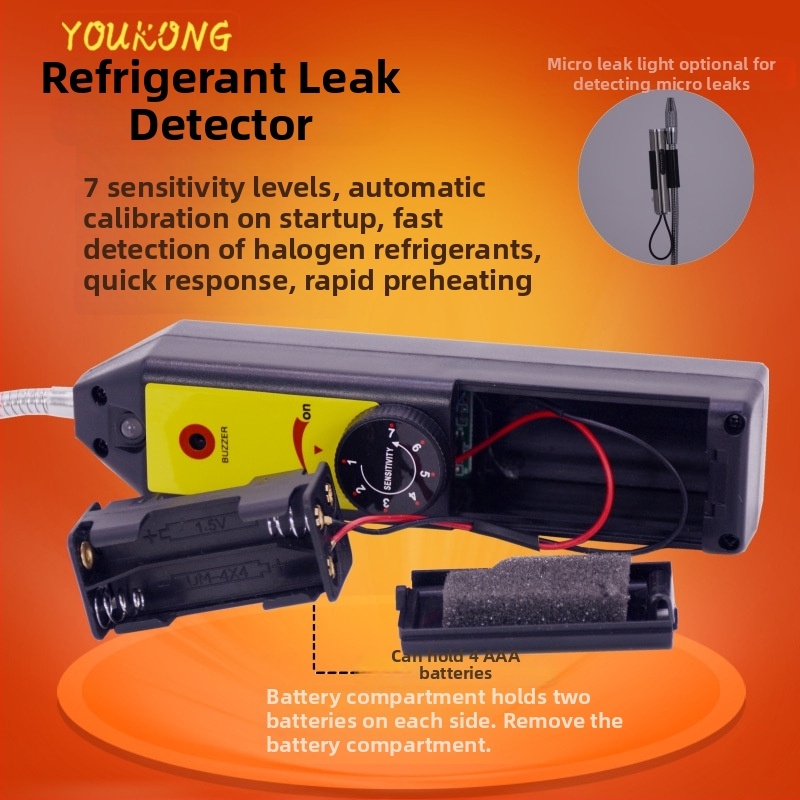 WJL-6000 halogén szivárgásdetektor autóklímákhoz — mérési tartomány: 1, működési hőmérséklet 0–60°C, áramellátás: AA elem, tömeg 0,26 kg
