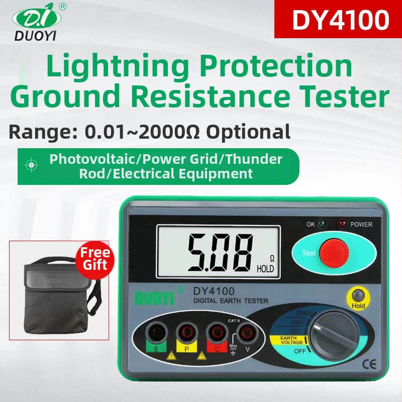 DY4100 ukazovací prístroj na meranie rezistencie zeme, rozsah merania 1, napájaný batériami