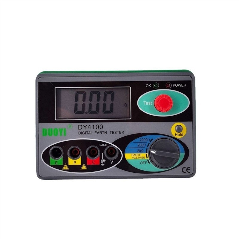 Instrument de măsurare a rezistenței de împământare cu indicator DY4100, interval de măsură 1, alimentat cu baterii