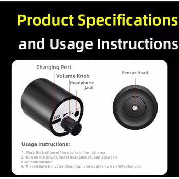 Csővezeték-szivárgás detektor hangszóróval, vízvezetékekhez, újratölthető akkumulátor, szobahőmérsékleti működés