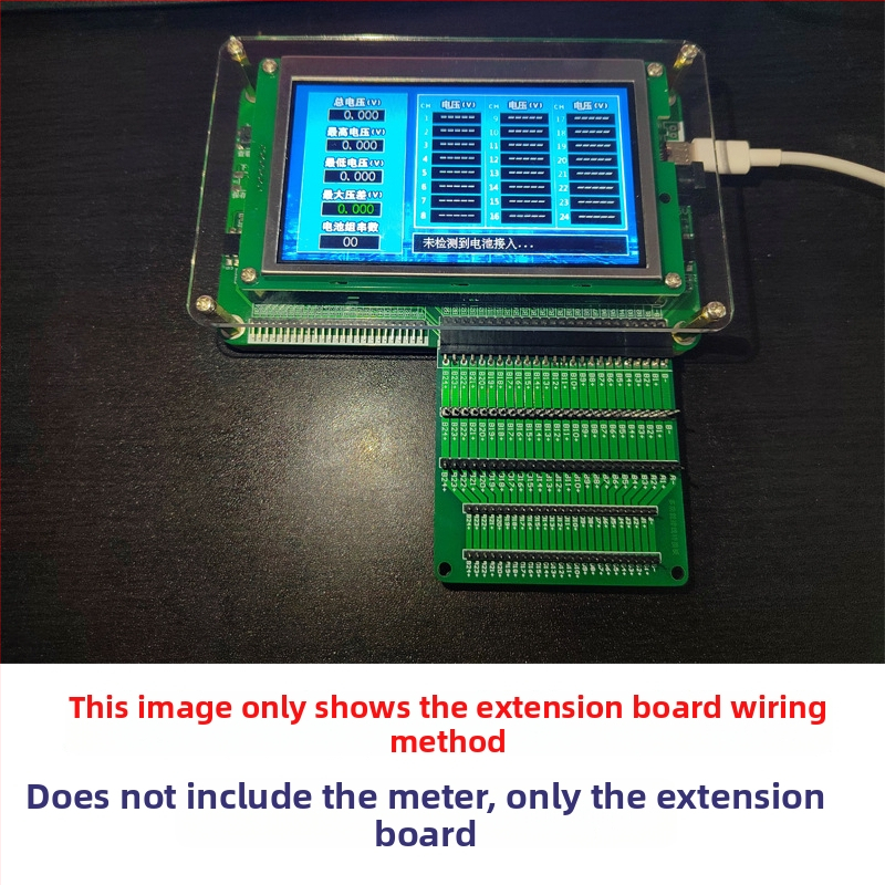 HD-002 Digitálny tester napätia článkov pre batériové pakety série 1–24, dva meracie rozsahy 0,3–9 V a 0,3–25 V, presnosť ±0,003 V, napájanie 5 V 2 A.