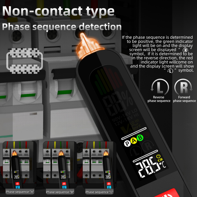 AVX1 Μη επαφής ανιχνευτής φάσης και στυλό ανίχνευσης επαγωγικού τάσης – όργανο μέτρησης για επαγγελματική χρήση