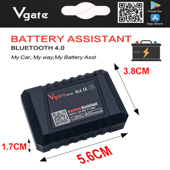 Vgate BA100 12V автомобилна батерия Bluetooth 4.0 детектор и диагностичен инструмент (6-20V вход, -40°С до 90°С)