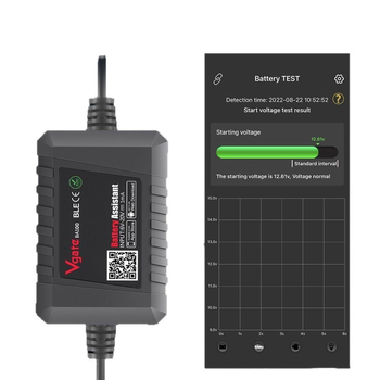 Vgate BA100 12V автомобилна батерия Bluetooth 4.0 детектор и диагностичен инструмент (6-20V вход, -40°С до 90°С)