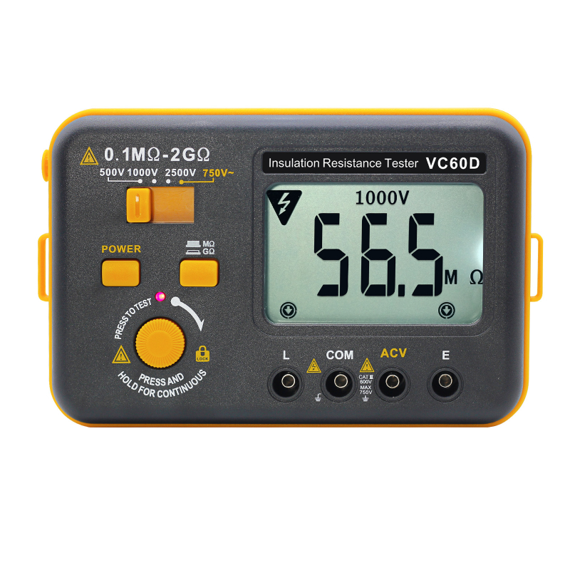 VC60B tester digital de izolație în megohmi, pentru sisteme fotovoltaice, tensiune înaltă, alimentare cu 6 baterii AA
