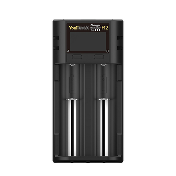 Type-C 3.7V lítium-akkumulátor kettős foglalatú töltő LCD kapacitásmérővel, kompatibil AA/AAA/18650/21700/26650/18500 cellákkal, bemenet DC5V2A Type-C, kimenet 2A, CE/FCC tanúsított