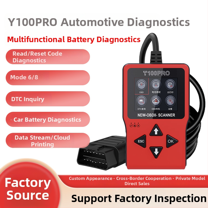 OBD2 automobilový diagnostický prístroj s Elm327 rozhraním, diagnostika porúch motora a batérie, čítanie kódov, model T100pro, 12V