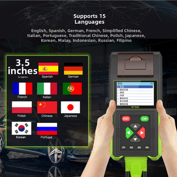 BT500 Όργανο Διάγνωσης Βλαβών Αυτοκινήτου για αυτοκίνητα και μοτοσικλέτες, Μετρητής Μπαταρίας 12–24V, Ιδιωτική Ετικέτα, -10 έως 40°C