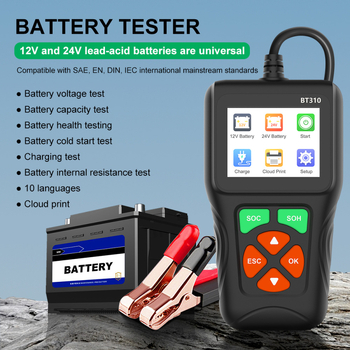 BT310 Auto baterija dijagnostički tester s detekcijom OBD2, 9–35V, -20°C do 60°C