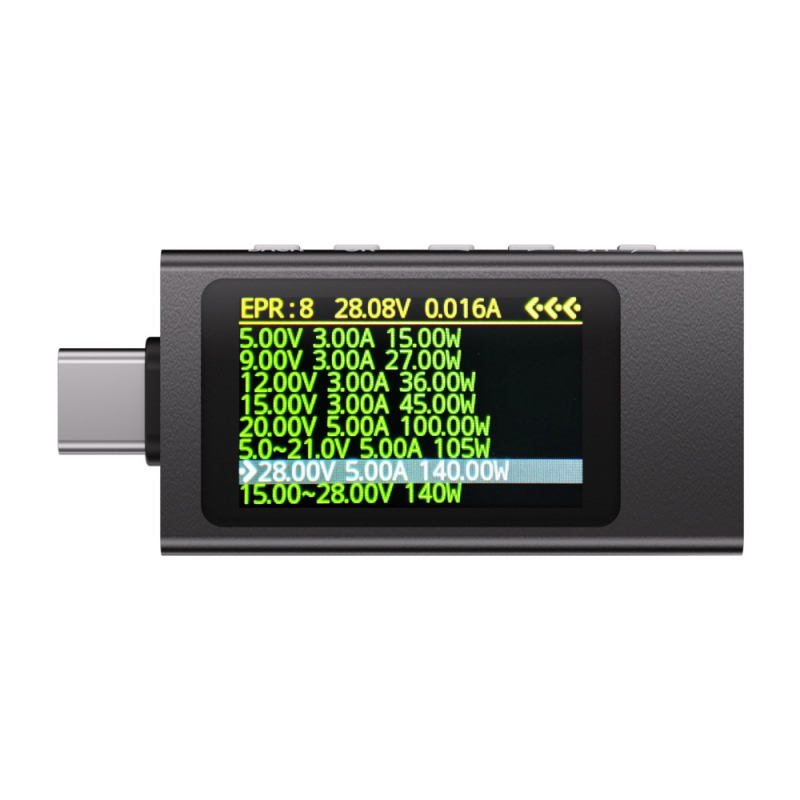 Type-C PD punjač s detektorom brzog punjenja, mjeračem snage i USB testerom – višenamjenski prikaz struje i napona