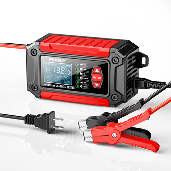 2-in-1 akkumulátor-tesztelő és elemző 12V-os autó-/motorkerékpár akkumulátorokhoz, Lead-Acid és LiFePO4, 6A kimenet, CE RoHS