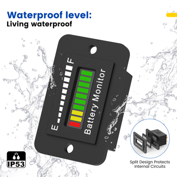 Display napona baterije za golf kart, kompatibilan s 12V/24V/48V/60V/72V, IP65 otporan na prašinu i vodu, marka OBDMonster