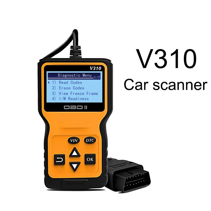 Automobilski dijagnostički alat za kvarove s OBD2, čitač i dekoder kodova, model V310/K310, napajanje 12V, otkrivanje kvarova motora