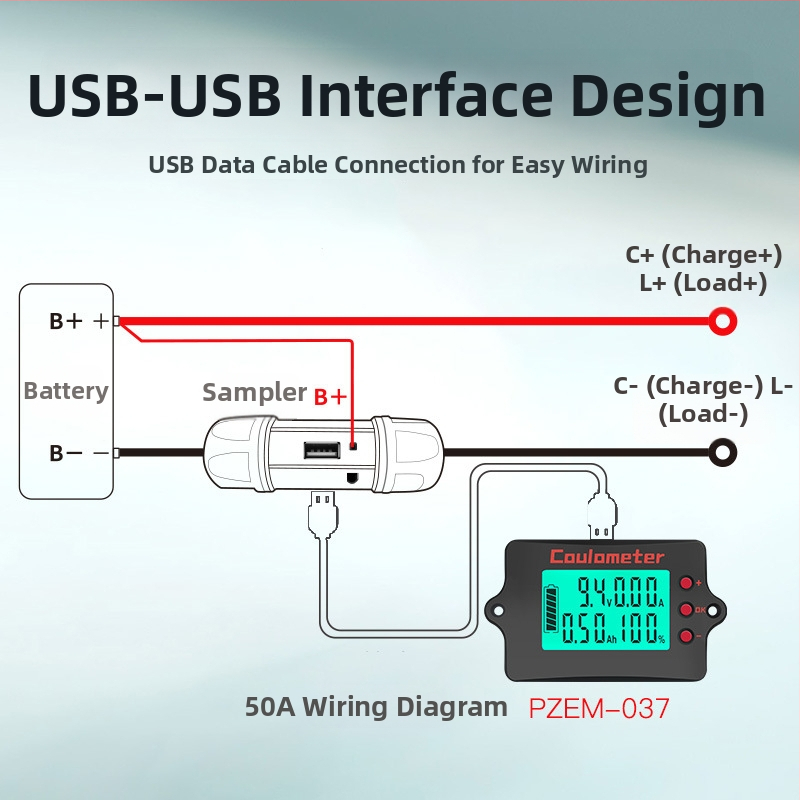 Peacefair LiFePO4 батерия кулометър, амперметър, волтметър и ватметър