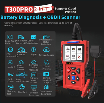 Automobilový diagnostický prístroj T300 – OBD2 čítač kódov motora, 8-30V, 20-60°C, vhodný pre spaľovacie vozidlá
