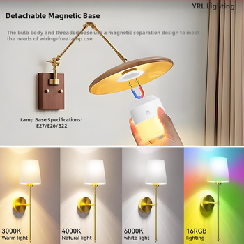 LED nočná lampička s diaľkovým ovládaním, bez kabeláže, nabíjateľná batéria, nastaviteľná jas, 5V, 5W, IP20