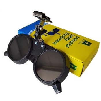 Blue Eagle NP248 Flip-up alumíniumötvözetes klipe-s szemüveg fémművességhez, por- és ütésálló, 1.0 mm átlátszó + 2.0 mm szűrő lencse #5, ANSI EN166 EN170