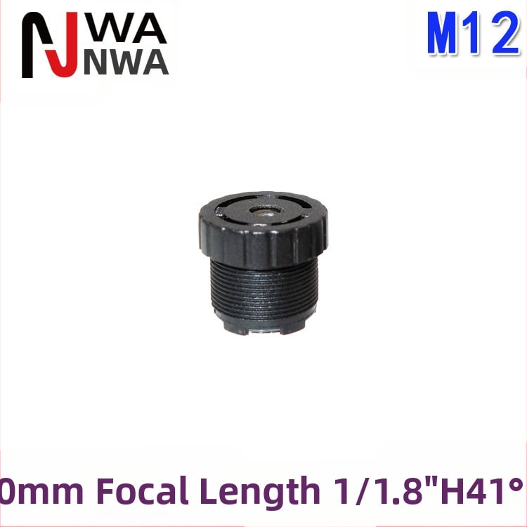 M12 интерфейс, 10 мм фиксиран фокус обектив, ниско изкривяване, съвместим с 1/1.8in сензор, филтър диаметър 9 мм
