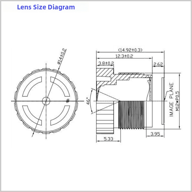 M12 rozhranie, objektív s pevným zaostrovaním 10 mm, nízke skreslenie, kompatibilný so senzorom 1/1.8in, priemer filtra 9 mm