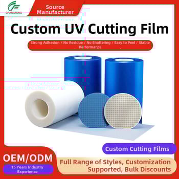 Персонализирана UV филмова лента за защита на чипове (дебелина 0.07–0.203 мм; материал PO/PET; пропускливост 85%; серия UV cutting film; модел U2151)