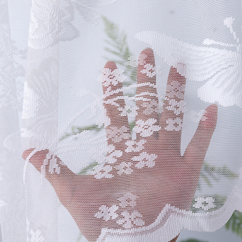 Завеса за врата с дантелено тъкане в дизайн пеперуда-цвете, полиестер, филтърна функция, модерен стил