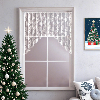 Завеса за врата с дантелено тъкане в дизайн пеперуда-цвете, полиестер, филтърна функция, модерен стил