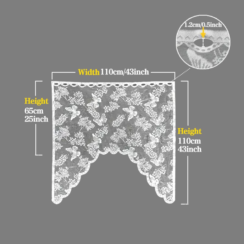 Завеса за врата с дантелено тъкане в дизайн пеперуда-цвете, полиестер, филтърна функция, модерен стил
