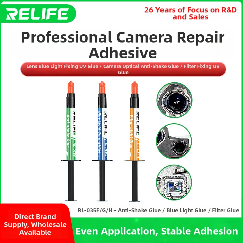 Lepidlo na opravu fotoaparátov RL-035F-G-H — profesionálne lepidlo s rýchlym tuhnutím a pevnou priľnavosťou