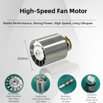 Bezkartáčový DC mikromotor pre vysokorýchlostné zariadenia — napätie do 36V DC; vhodný pre sušiče vlasov, ručné ventilátory, bezkartáčové ventilátory a zavesovacie ventilátory